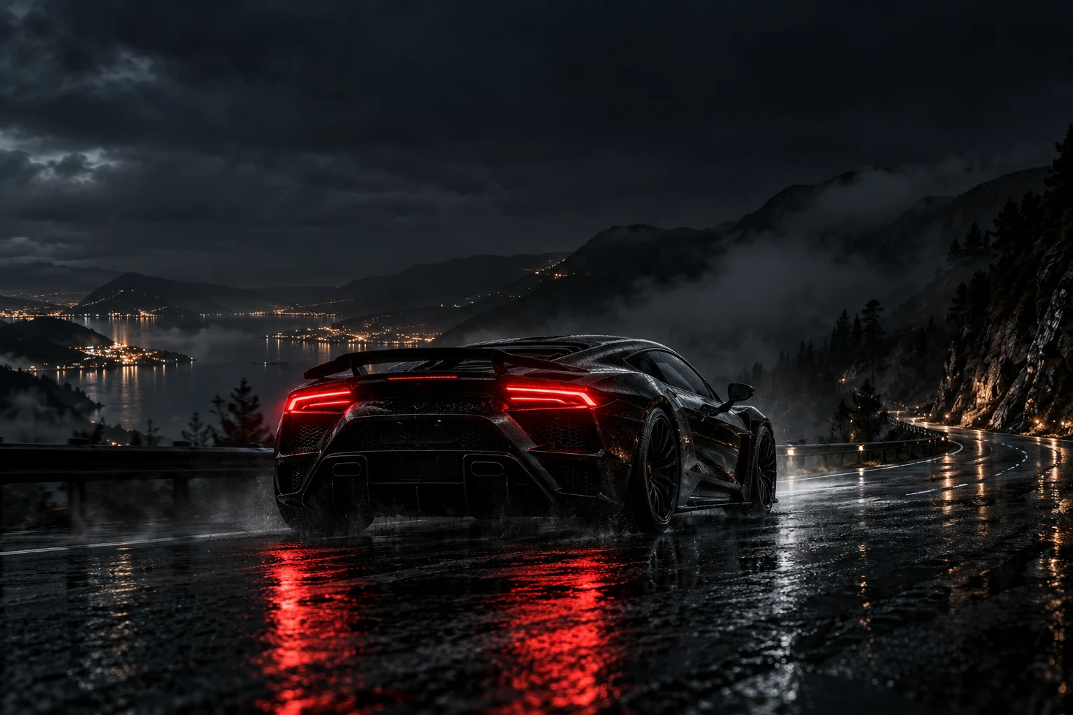 Rain-soaked night drive